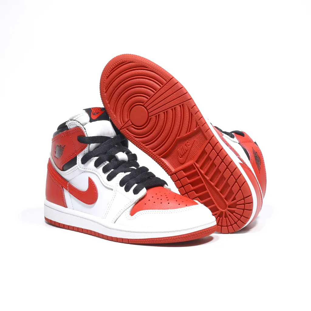 Air Jordan N 1 Retro High Og Sneakers Leather Red Color For Kids