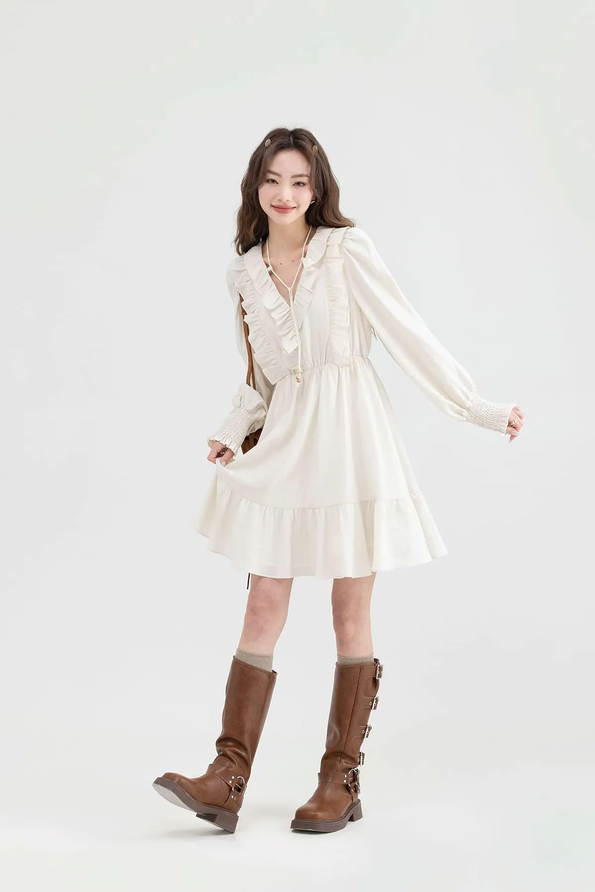Ruffle Collar Tier Dress