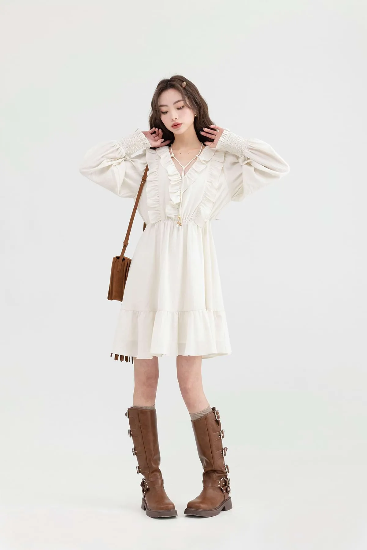Ruffle Collar Tier Dress