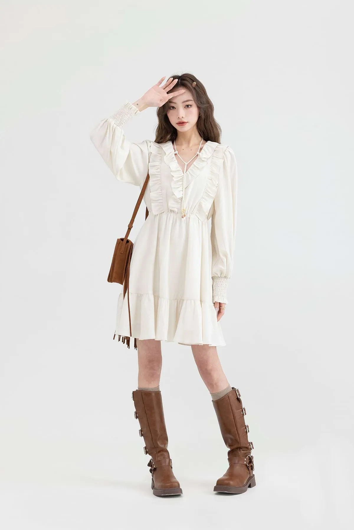 Ruffle Collar Tier Dress