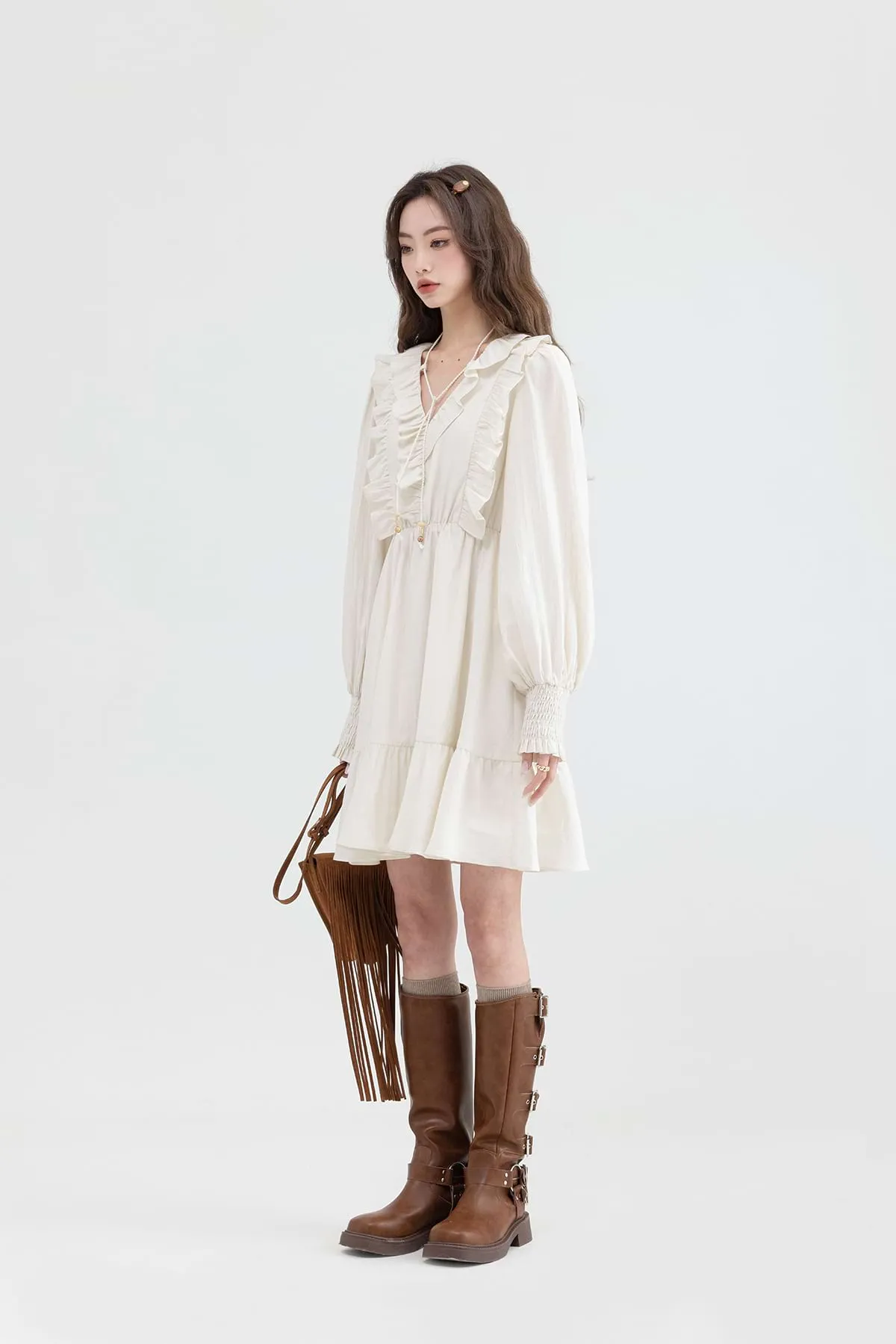 Ruffle Collar Tier Dress