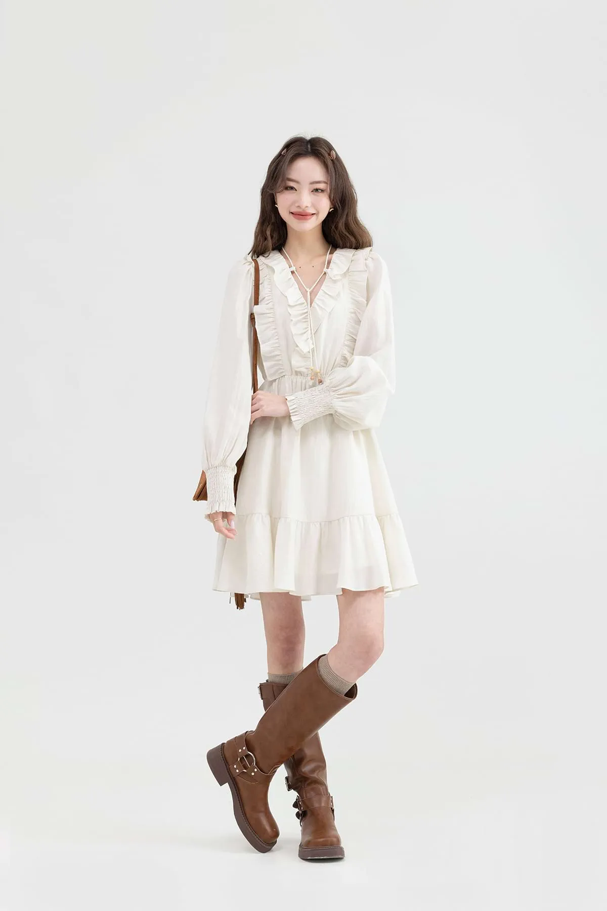 Ruffle Collar Tier Dress