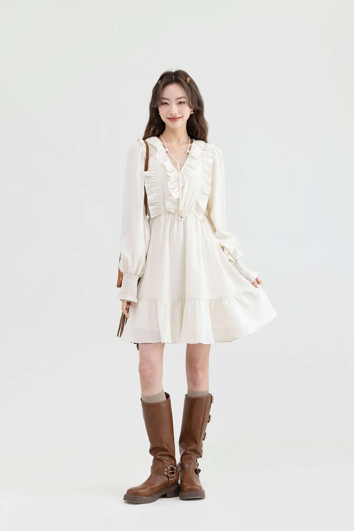 Ruffle Collar Tier Dress