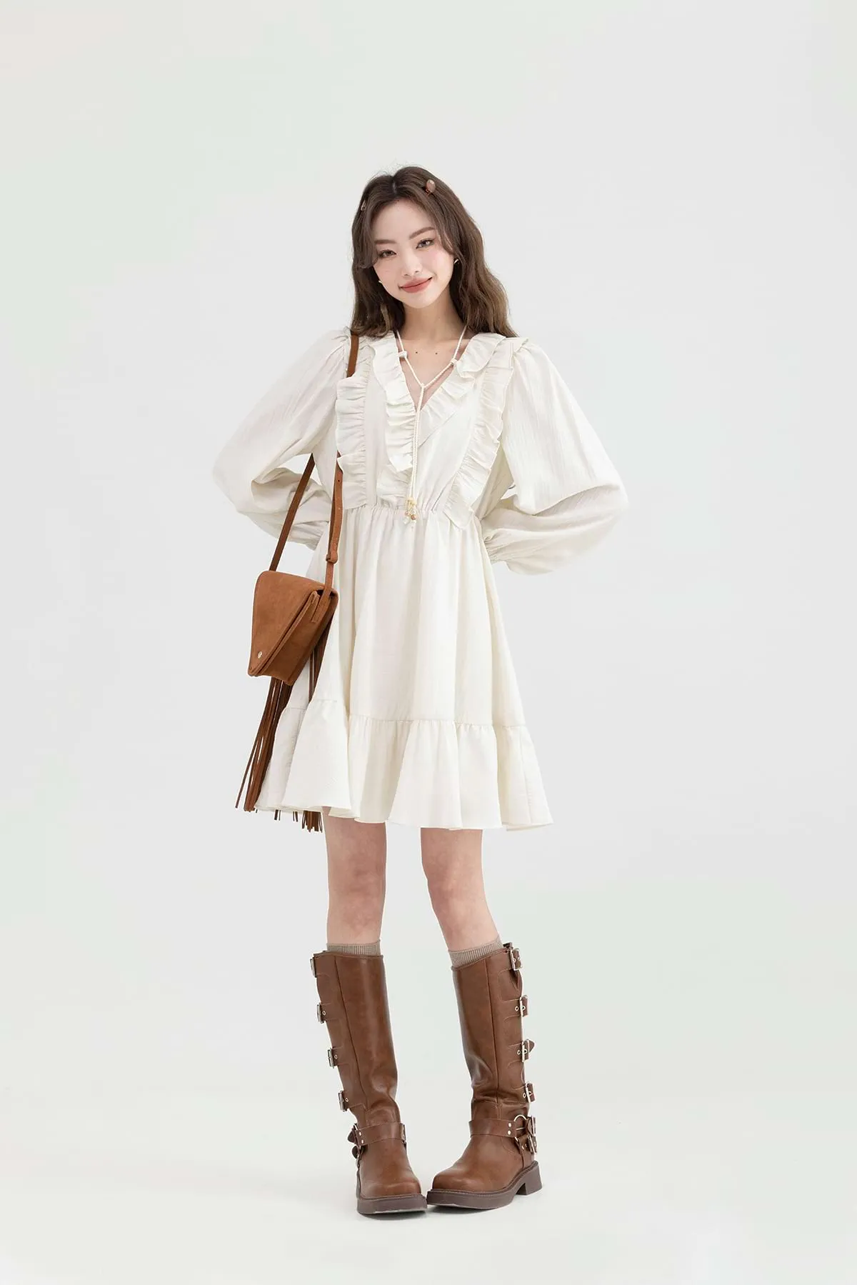 Ruffle Collar Tier Dress