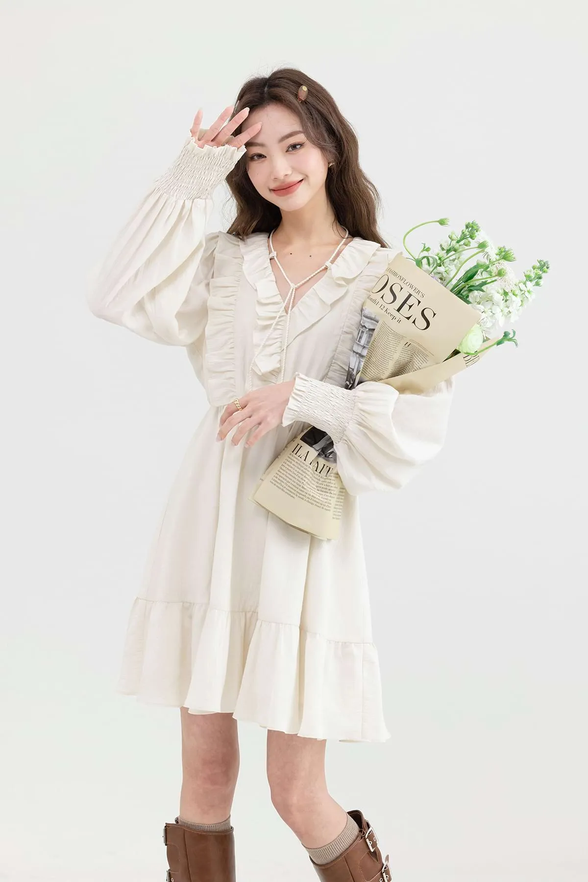 Ruffle Collar Tier Dress